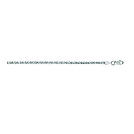 14K White Gold 2.1mm wide Round Wheat Chain with Lobster Clasp 1