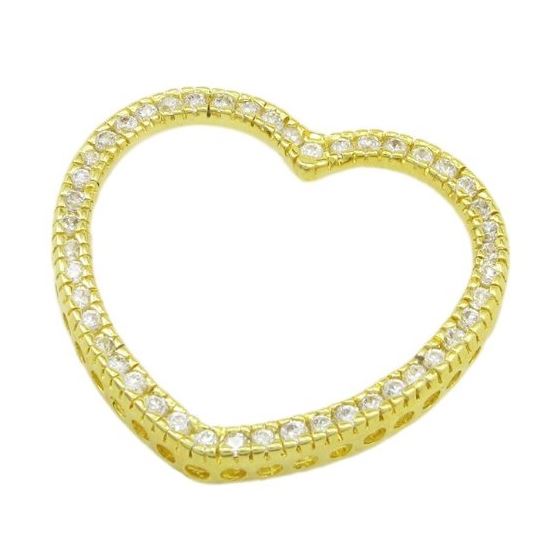 Women silver yellow heart cz pendant SB11 29mm tall and 33mm wide 1