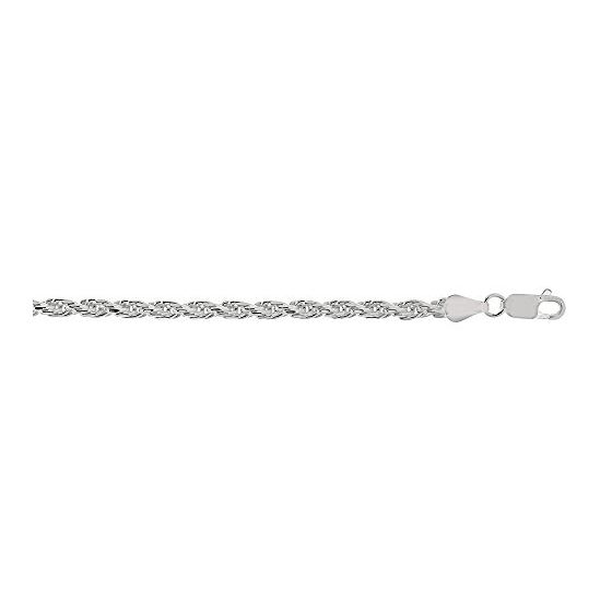 Sterling Silver 3.6 mm Wide Rope Chain 22 Inch Long