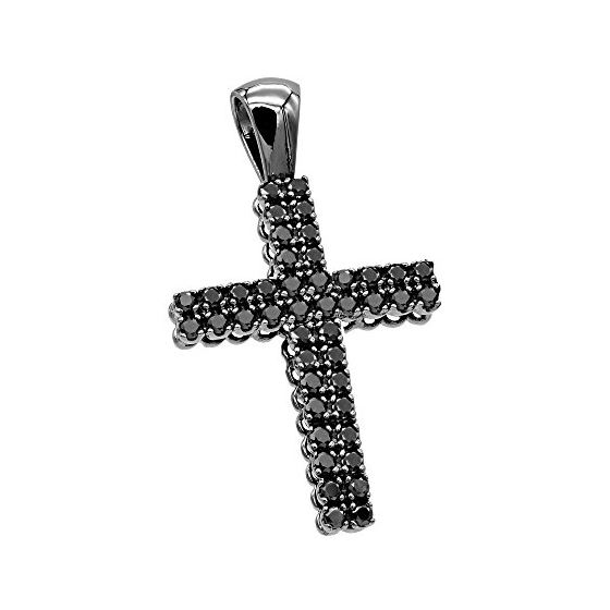 Men's 10K Gold Black Diamond Cross Pendant 1.5