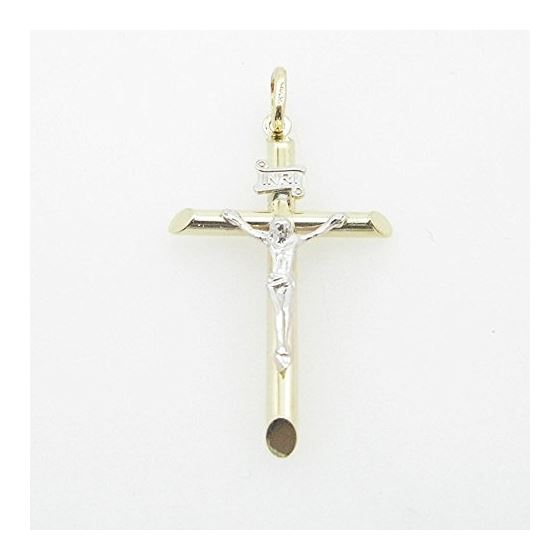 Mens 10K Solid Yellow Gold white jesus cross Length - 1.73 inches Width - 23mm 1