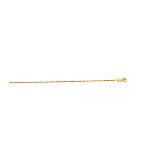 10K Yellow Gold 1.50mm wide Shiny Solid Diamond Cut Royal Rope Chain with Lobster Clasp