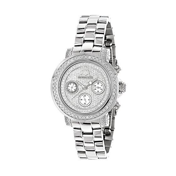 Iced Out Genuine Diamond Watch For Women 2ct Luxurman Montana Chronograph 1