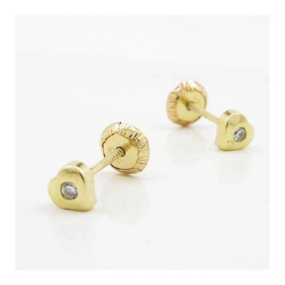 14K Yellow gold Heart cz stud earrings for Children/Kids web222 3