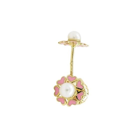 14K Yellow gold Flower pearl stud earrings for Children/Kids web89 1