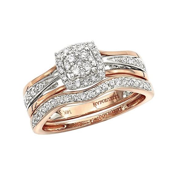 Affordable 14K Gold Diamond Engagement Ring Set We