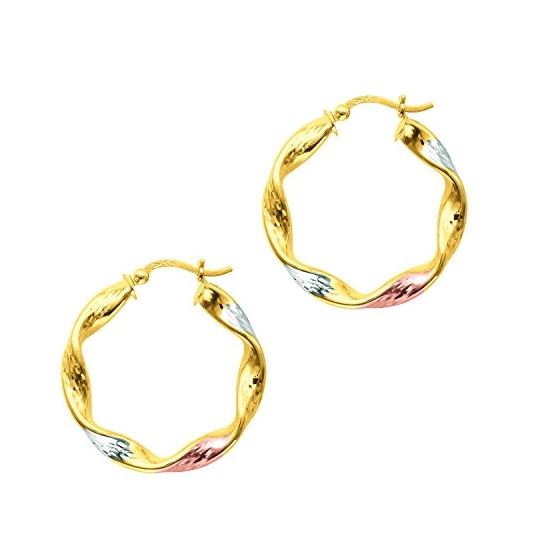 14K Tri-Color Gold Ladies Hoop Earrings ER1031