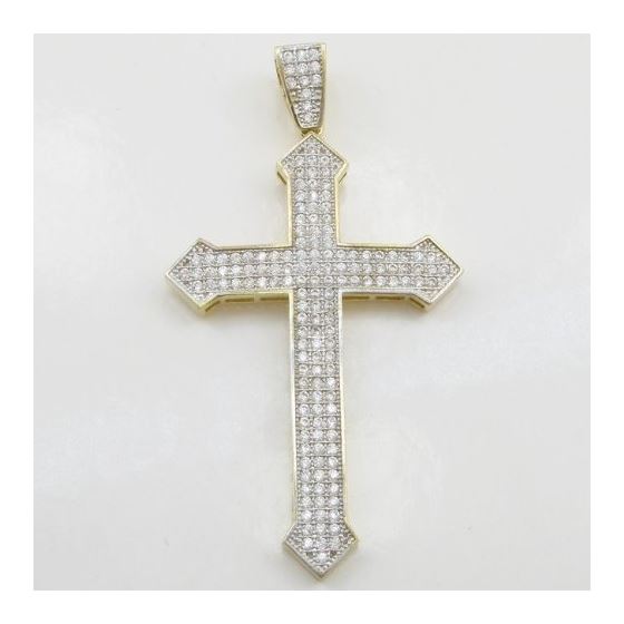 Mens 10k Yellow gold House head gold cross cz pendant GCHA4 3