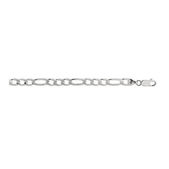 Silver with Rhodium Finish 5.5mm wide Diamond Cut Figaro Chain with Lobster Clasp 1