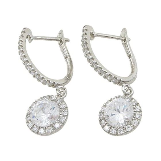 Womens White cubic zirconia drop cz chandelier earring Silver18 1