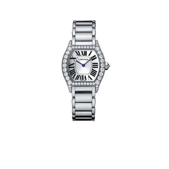Cartier Tortue Diamond 18kt White Gold Ladies Watch WA5072W9