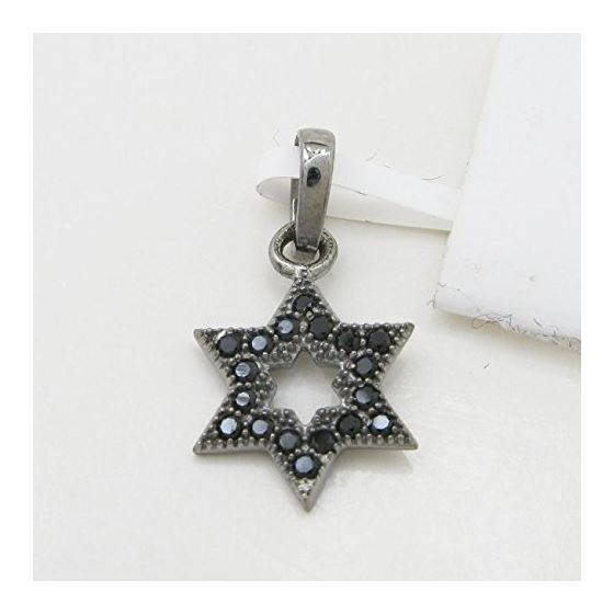 Womens Black star of david black cz pendant Silver37 3