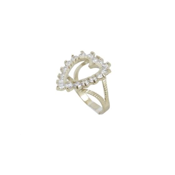 10k Yellow Gold Syntetic white heart gemstone ring ajr46 Size: 7 1