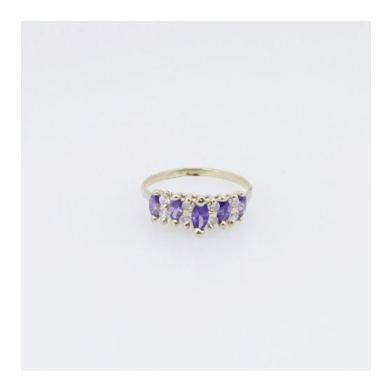 10k Yellow Gold Syntetic purple gemstone ring ajr14 Size: 8 3