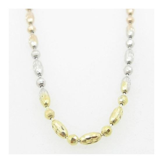 Ladies .925 Italian Sterling Silver Tri Color Ball Bar Link Chain Length - 18 inches Width - 2.5mm 3