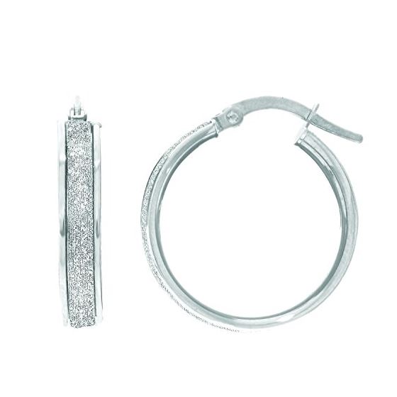 14K White Gold 3.75x16mm wide Shiny Round Hoop Earring