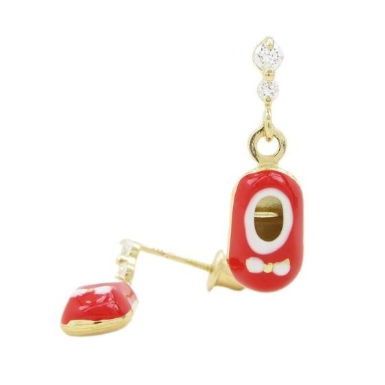 14K Yellow gold Baby shoe cz chandelier earrings for Children/Kids web375 1