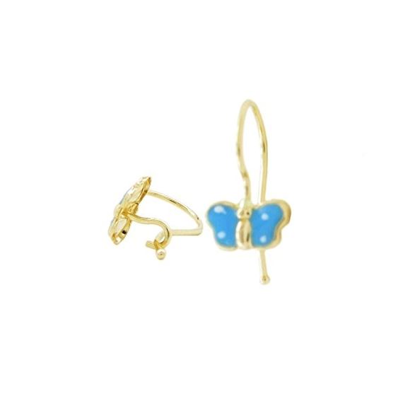 14K Yellow gold Butterfly hoop earrings for Children/Kids web73 1