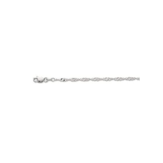 14K White Gold 1.7mm wide Diamond Cut Singapore Chain with Spring Ring Clasp 1