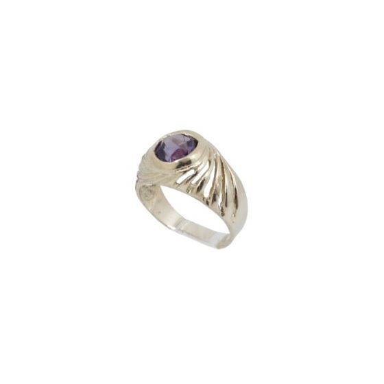 10k Yellow Gold Syntetic purple gemstone ring ajjr51 Size: 2 1