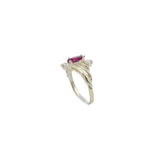 10k Yellow Gold Syntetic red gemstone ring ajr49 Size: 6.75 1