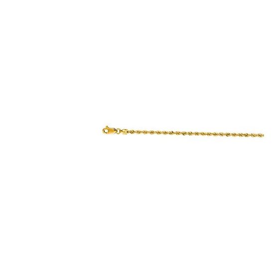 14K Yellow Gold 2.5mm wide Diamond Cut Solid Rope Chain with Lobster Clasp