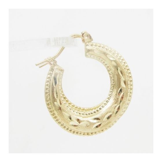 10k Yellow Gold earrings Round moon hoop AGBE50 3