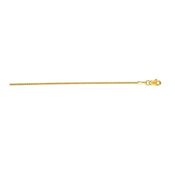 14K Yellow Gold 1.2mm wide Shiny Round Wheat Chain with Lobster Clasp 1