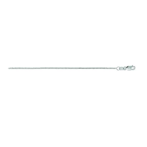 14K White Gold 1.0mm wide Shiny Classic Box Chain with Lobster Clasp 1