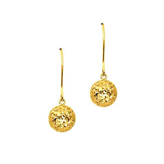 14K Yellow Gold Ladies Drop Earrings ER945