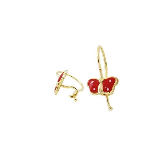 14K Yellow gold Butterfly hoop earrings for Children/Kids web72 1