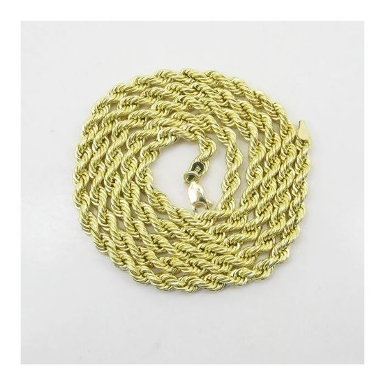 "Mens 10k Yellow Gold rope chain ELNC19 24"" long and 4mm wide 3"