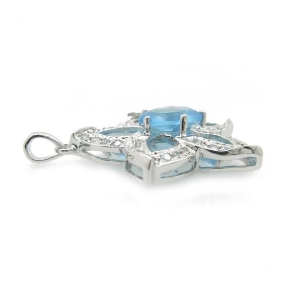 Ladies .925 Italian Sterling Silver Starfish Pendant with Blue Stone Length - 1.42in Width - 1.14in 
