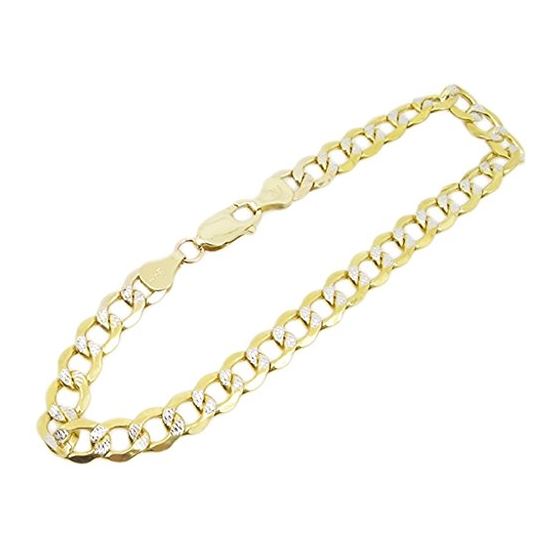 Mens 10k Yellow Gold diamond cut figaro cuban mariner link bracelet AGMBRP10 8 inches long and 7mm w