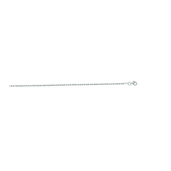 "14K White Gold Solid Diamond Cut Rope Chain 24"" inches long x1.5mm wide"