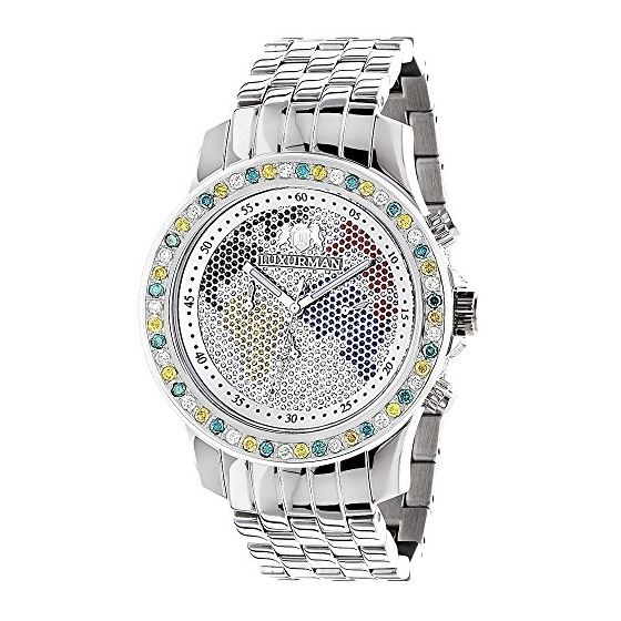 "Luxurman Watches Mens Diamond Watch 3.50ct of Yellow