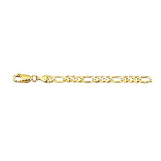 14K Yellow Gold 3.8mm wide Diamond Cut Alternate Classic Figaro Chain with Lobster Clasp 1