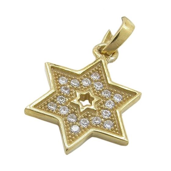 Womens Yellow star of david cz pendant Silver29 1