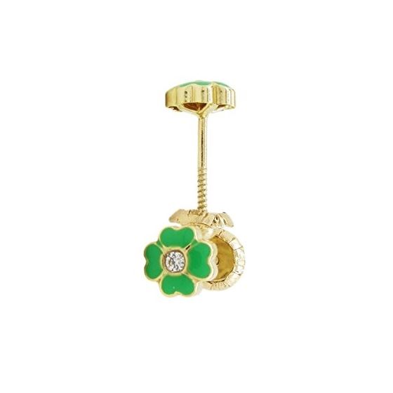 14K Yellow gold Flower cz stud earrings for Children/Kids web97 1