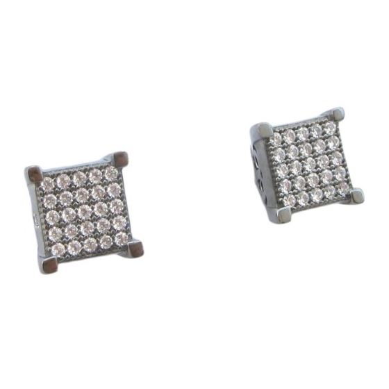 Mens .925 sterling silver Black and white 5 row square earring MLCZ47 5mm thick and 8mm wide Size 1