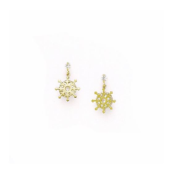 14K Yellow Gold star oval drop shap with cz earrings screw back Size: Actual Image