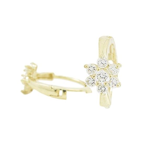 14K Yellow gold Flower cz hoop earrings for Children/Kids web342 1