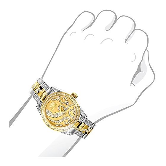 Tribeca Ladies 18k White Yellow Gold Plated Two-Tone Diamond Watch by Luxurman 3