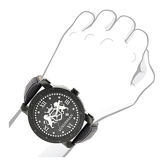 Phantom Large Black Diamond Watch For Men Leathe-3