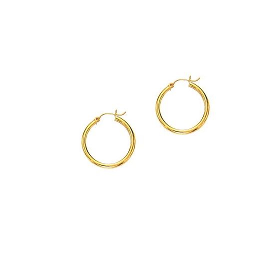 14K Yellow Gold Ladies Shiny Hoop Earrings LT213