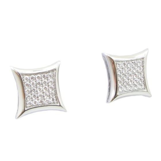 Mens .925 sterling silver White 5 row square earring MLCZ202 3mm thick and 10mm wide Size 1