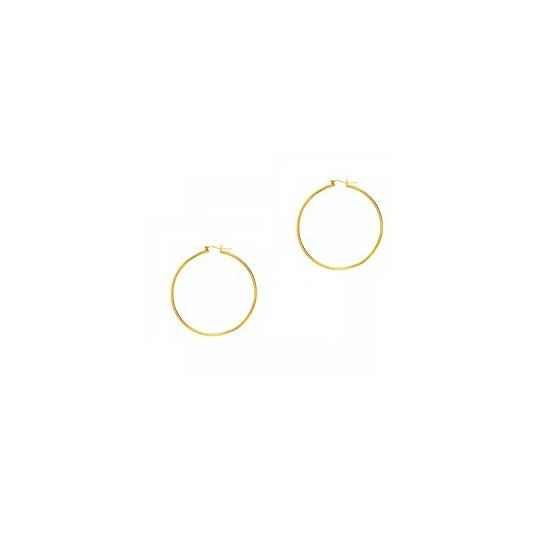 14K Yellow Gold Ladies Shiny Hoop Earrings LT209