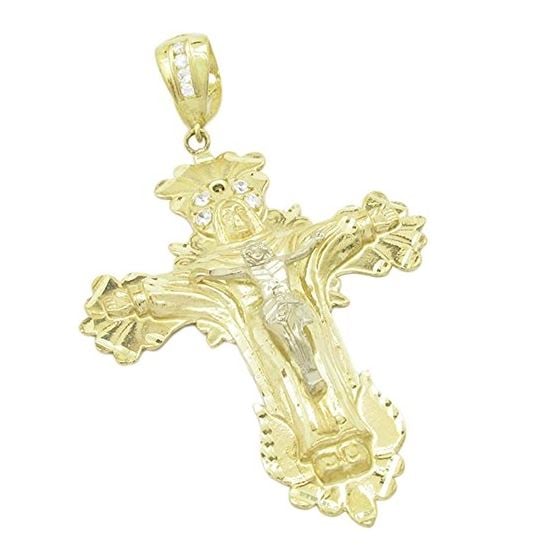 Mens 10k Yellow gold Jesus crucifix charm EGP6 1