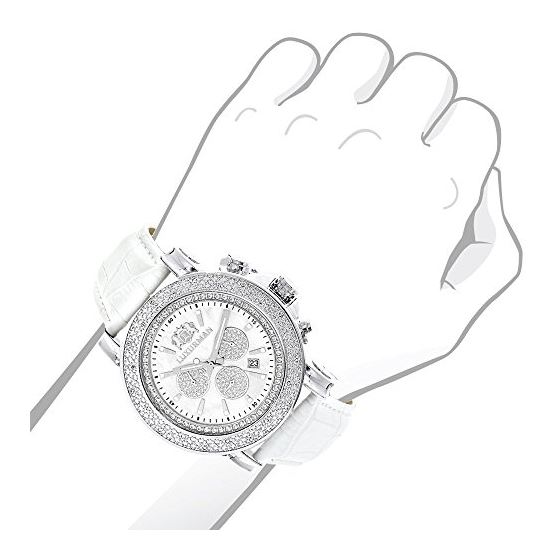 Oversized Mens Diamond Watch 0.25ct White Mop Luxurman Escalade w Chronograph 3