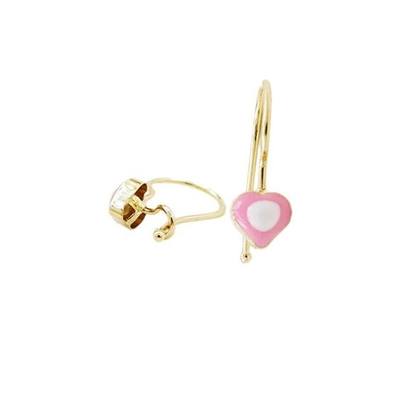 14K Yellow gold Simple heart hoop earrings for Children/Kids web62 1